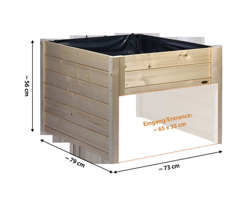 Holzhochbeet mit den Maßen 56 x 79 x 73 cm