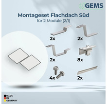 Montageset für Flachdach Süd für zwei Module mit Montageelementen