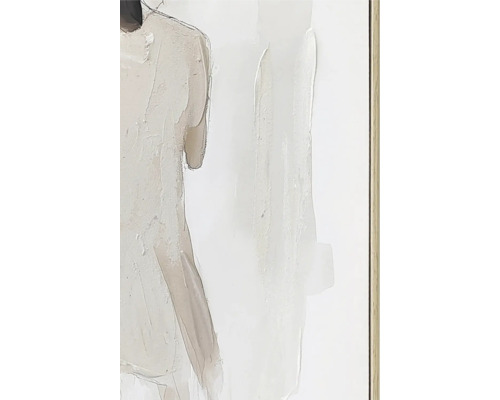 Peinture abstraite avec palette de couleurs beige dans un cadre en bois