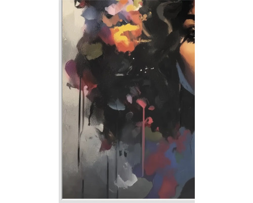 Peinture avec des formes abstraites et des tons foncés