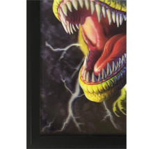 Gerahmtes Bild eines Dinosauriers mit offenem Maul