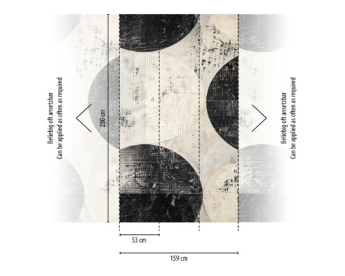 Papier peint avec motif de cercle et dimensions