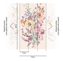 Papier peint photo avec motif floral et indications de taille