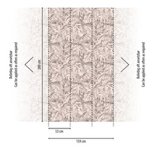 Papier peint avec motif de feuilles et indications de dimensions