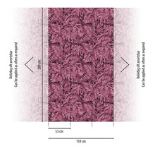 Papier peint avec motif de feuilles et indications de dimensions