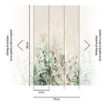 Papier peint photo avec motif végétal et indications de dimensions
