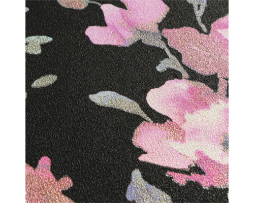 Tapete mit Blütenmuster auf dunklem Grund