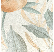 Gros plan d'un papier peint texturé avec des motifs de fleurs et de feuilles