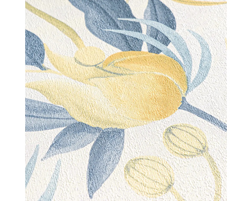 Gros plan d'un papier peint texturé avec un motif floral