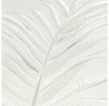 Gros plan d'un papier peint vinyle blanc avec motif de feuilles de palmier