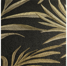 Vue détaillée d'un papier peint noir avec motif de feuilles