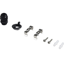 Accessoires pour montage de luminaires avec presse-étoupe, clips de fixation, vis et chevilles