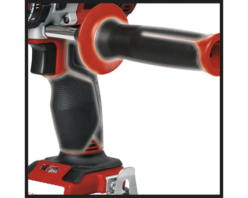 Detailaufnahme eines Akku-Bohrschraubers mit Zusatzhandgriff.