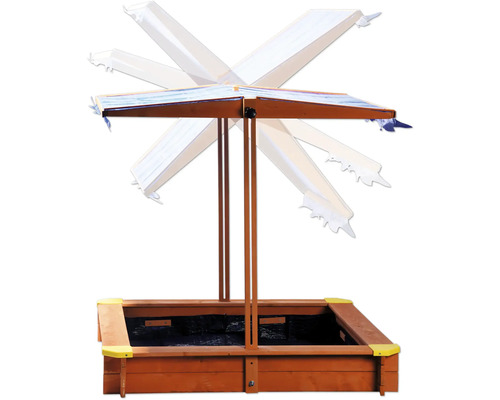Sandkasten aus Holz mit verstellbarem Sonnendach