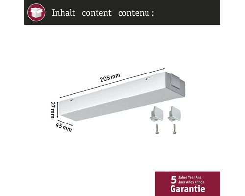 Kit de rampes lumineuses de 205 mm de long avec accessoires et garantie de cinq ans