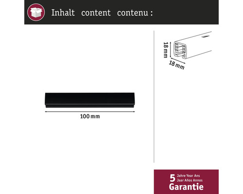 Emballage du produit avec les dimensions du produit et la mention de la garantie de 5 ans