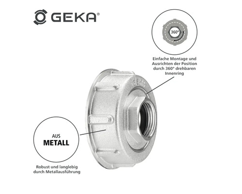 Geka Kupplung aus Metall mit drehbarem Innenring für einfache Montage
