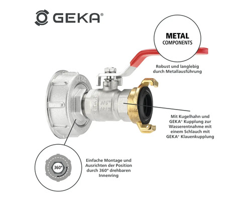 GEKA Kugelhahn mit drehbarem Innenring für einfache Montage