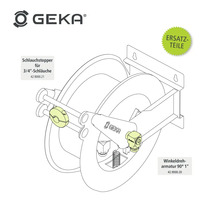 Geka Ersatzteile: Schlauchstopper und Winkel-Dreharmatur für Schlauchaufroller