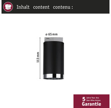 Pied de meuble mesurant 113 mm de hauteur et 65 mm de diamètre