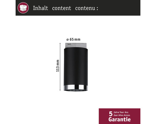 Pied de meuble mesurant 113 mm de hauteur et 65 mm de diamètre