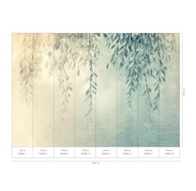 Tapete mit Pflanzenmuster und Maßangaben