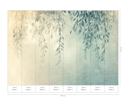 Tapete mit Pflanzenmuster und Maßangaben