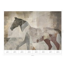 Wandbild mit abstraktem Pferdemotiv, bestehend aus acht Paneelen