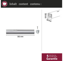 Contenu du produit avec mesures et garantie de 5 ans