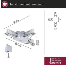 Image d'un connecteur de meuble avec dimensions et informations de garantie