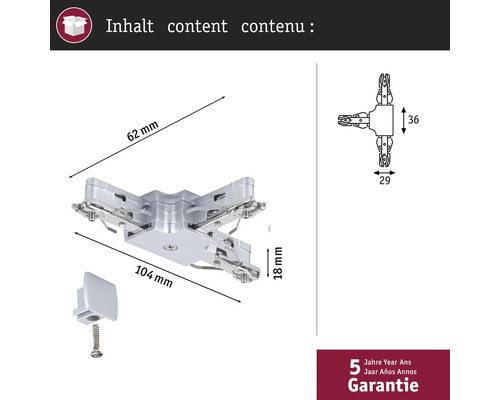 Image d'un connecteur de meuble avec dimensions et informations de garantie