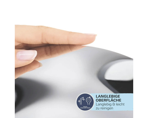 Logo Grohe Long-Life Finish : surface durable, durable et facile à nettoyer