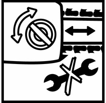 Symbole pour absence de rotation, mouvement horizontal et pas de réparation
