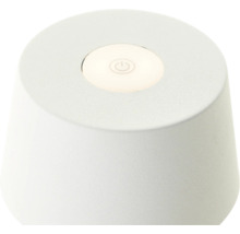 Weisse Tischleuchte mit Einschaltsymbol