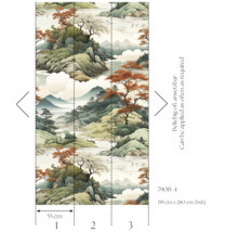 Fototapete mit asiatischem Berglandschaftsmotiv, Maße 159 cm x 280 cm