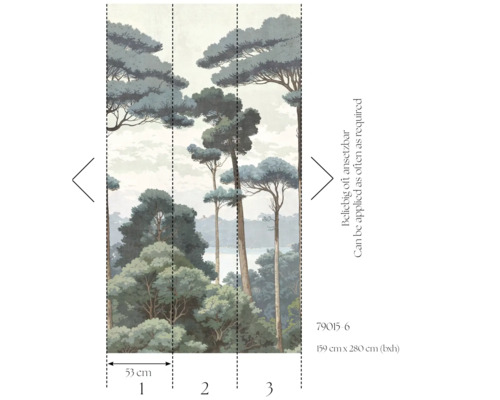 Wald-Fototapete mit Bäumen, mehrteilig, Maße 159 cm x 280 cm
