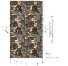 Tapete mit Würfelmuster und Betonoptik, Rapport beliebig oft ansetzbar, Maße 159 cm x 280 cm