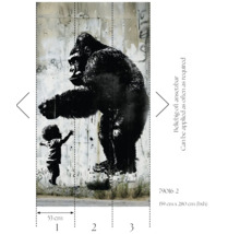 Fototapete mit einem Gorilla und einem Kind im Streetart-Stil