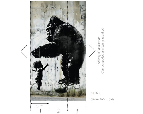 Fototapete mit einem Gorilla und einem Kind im Streetart-Stil