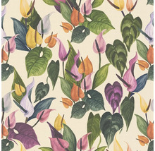 Motif homogène de fleurs et de feuilles d'anthurium