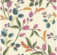 Motif floral avec des feuilles et des boutons de fleurs