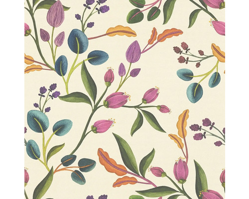 Motif floral avec des feuilles et des boutons de fleurs