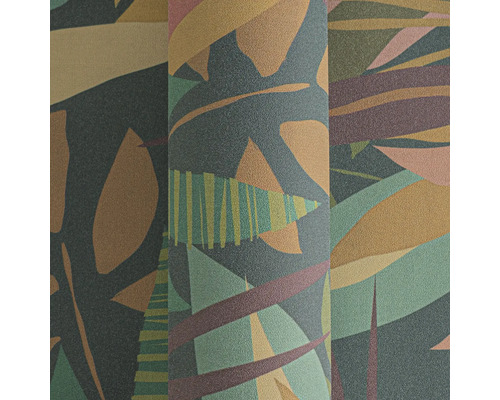 Gros plan d'un papier peint avec un motif de feuilles abstrait