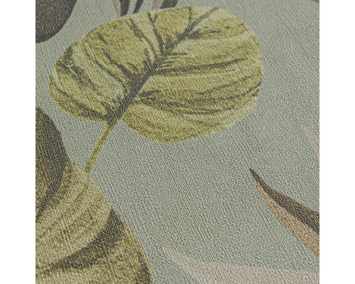 Gros plan d'un papier peint avec un motif de feuilles