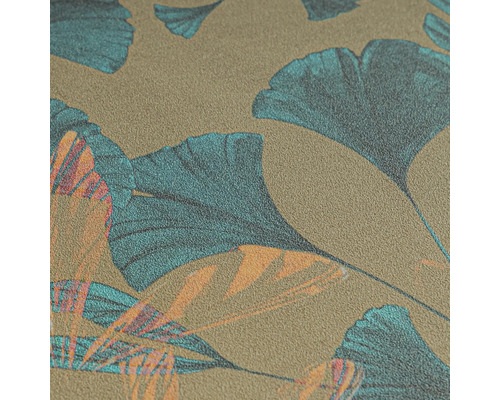 Gros plan d'un papier peint avec motif de feuille de ginkgo