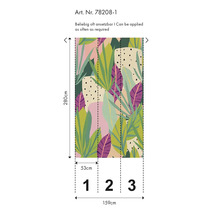 Dimensions d'un papier peint avec motif de feuilles de jungle