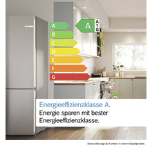 Energieeffizienzklasse A auf einem Kühlschrank in einer Küche
