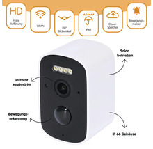 Überwachungskamera mit Infrarot Nachtsicht, Bewegungserkennung und Solarantrieb
