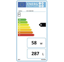 Étiquette énergétique Vaillant VIH S 300/3 BR avec classe d'efficacité énergétique B, 58 watts et 287 litres