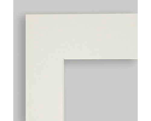 Detailansicht eines weißen Bilderrahmenprofils.